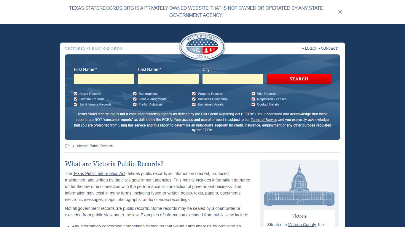 Victoria Arrest and Public Records | Texas.StateRecords.org